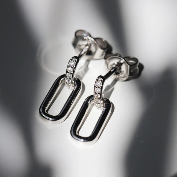 9ct White Gold Diamond Set Drop Earrings - alternate view