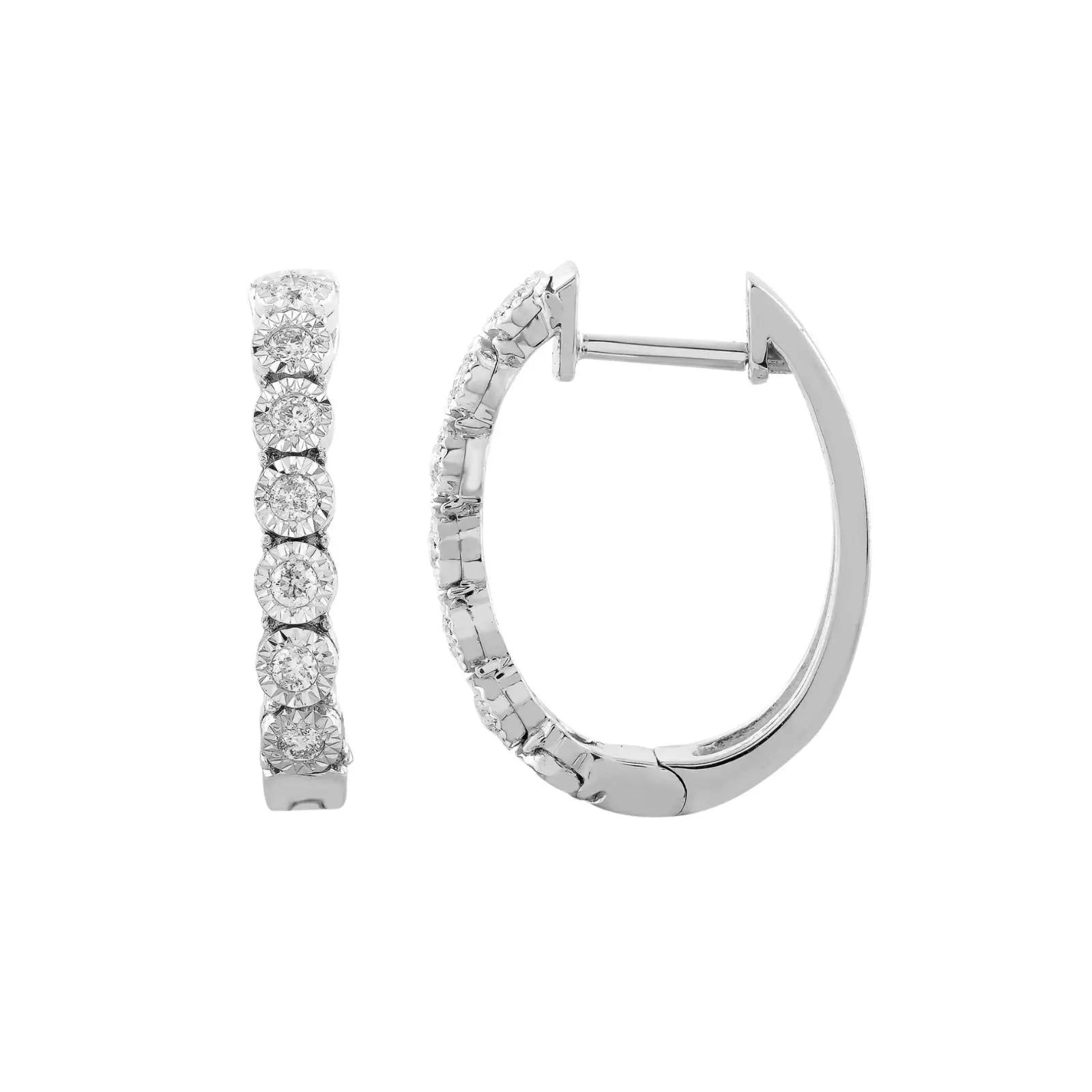 9ct White Gold Diamond Set Huggies