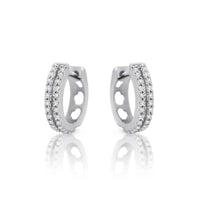 9ct White Gold Diamond Two Row Huggies