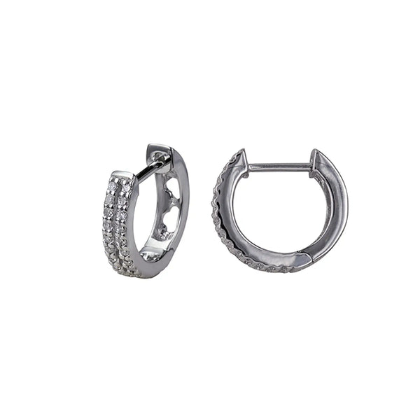 9ct White Gold Diamond Two Row Huggies - alternate view