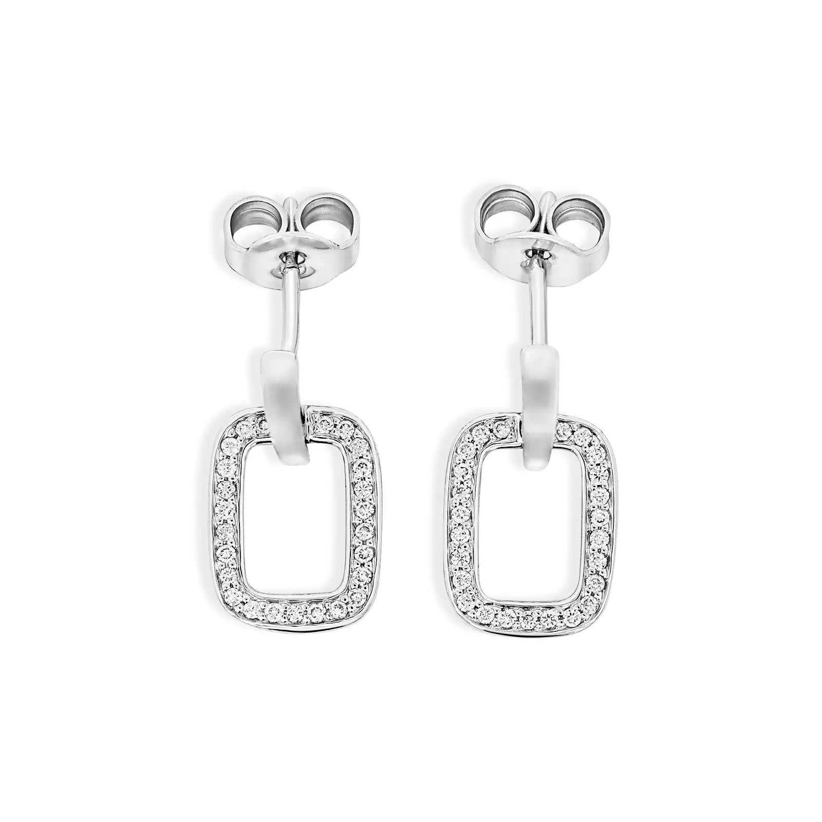 9ct White Gold Drop Earrings with Full Cut Diamonds