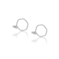 9ct White Gold Hexagon Studs
