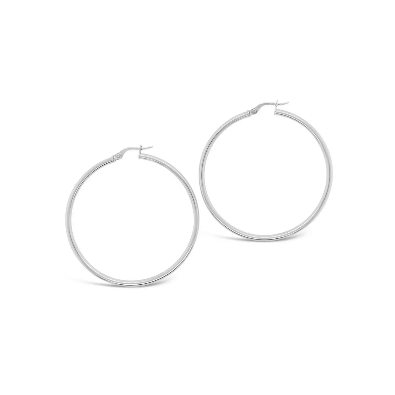 9ct White Gold Italian Hoop Earrings