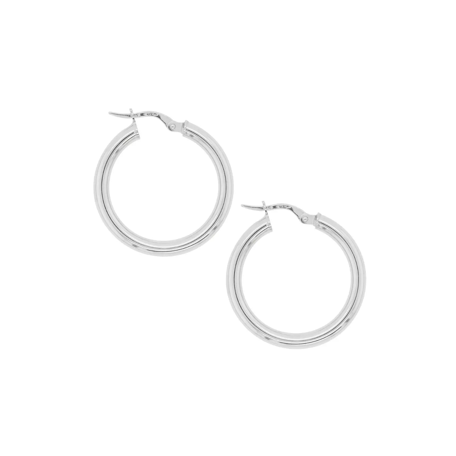 9ct White Gold Italian Hoop Earrings