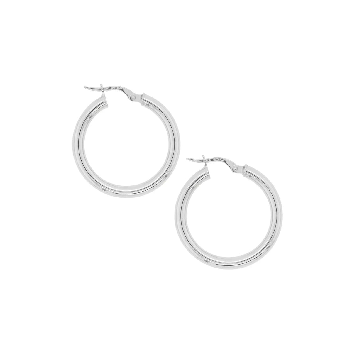 9ct White Gold Italian Hoop Earrings