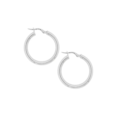 9ct White Gold Italian Hoop Earrings