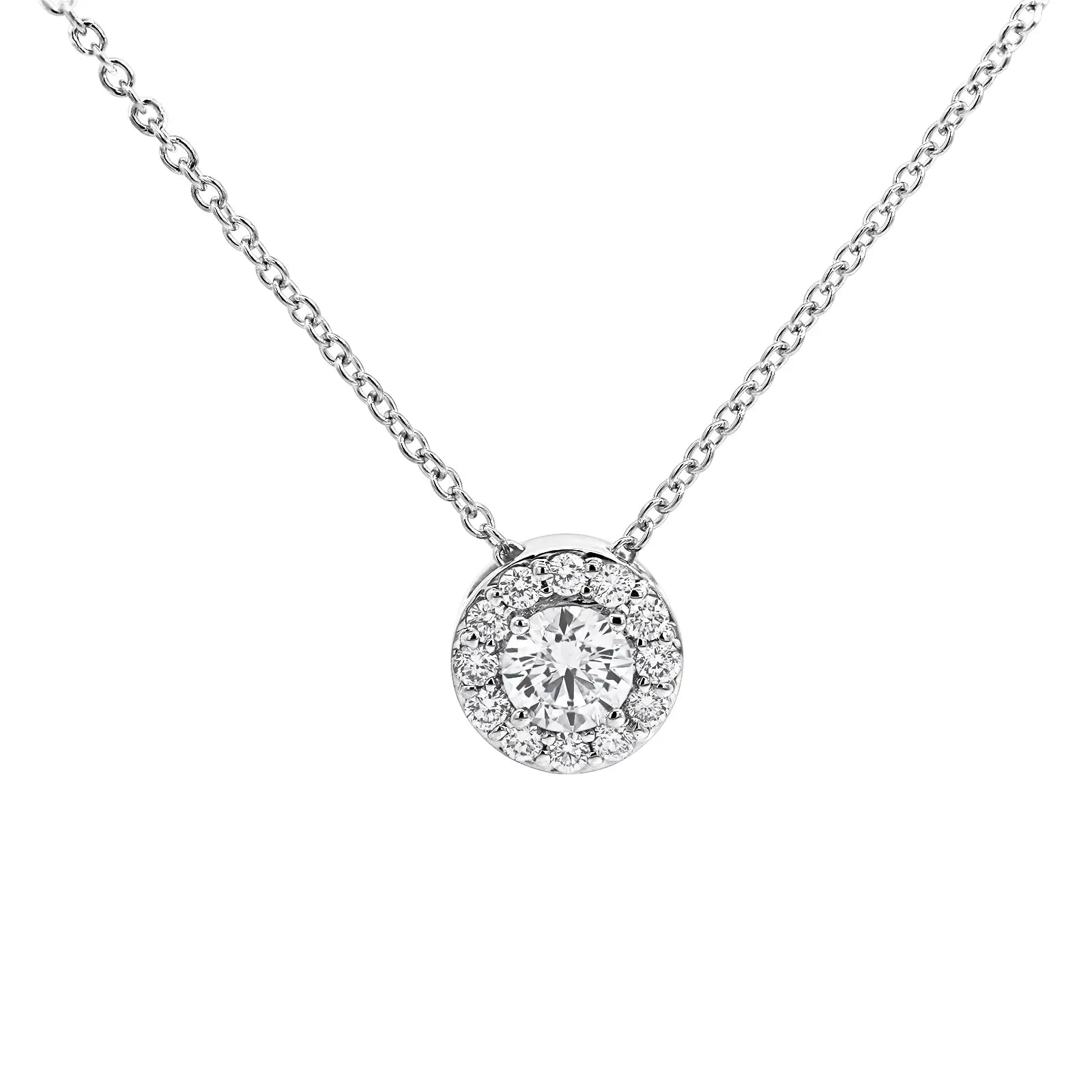 9ct White Gold Lab Grown Diamond Pendant With Halo