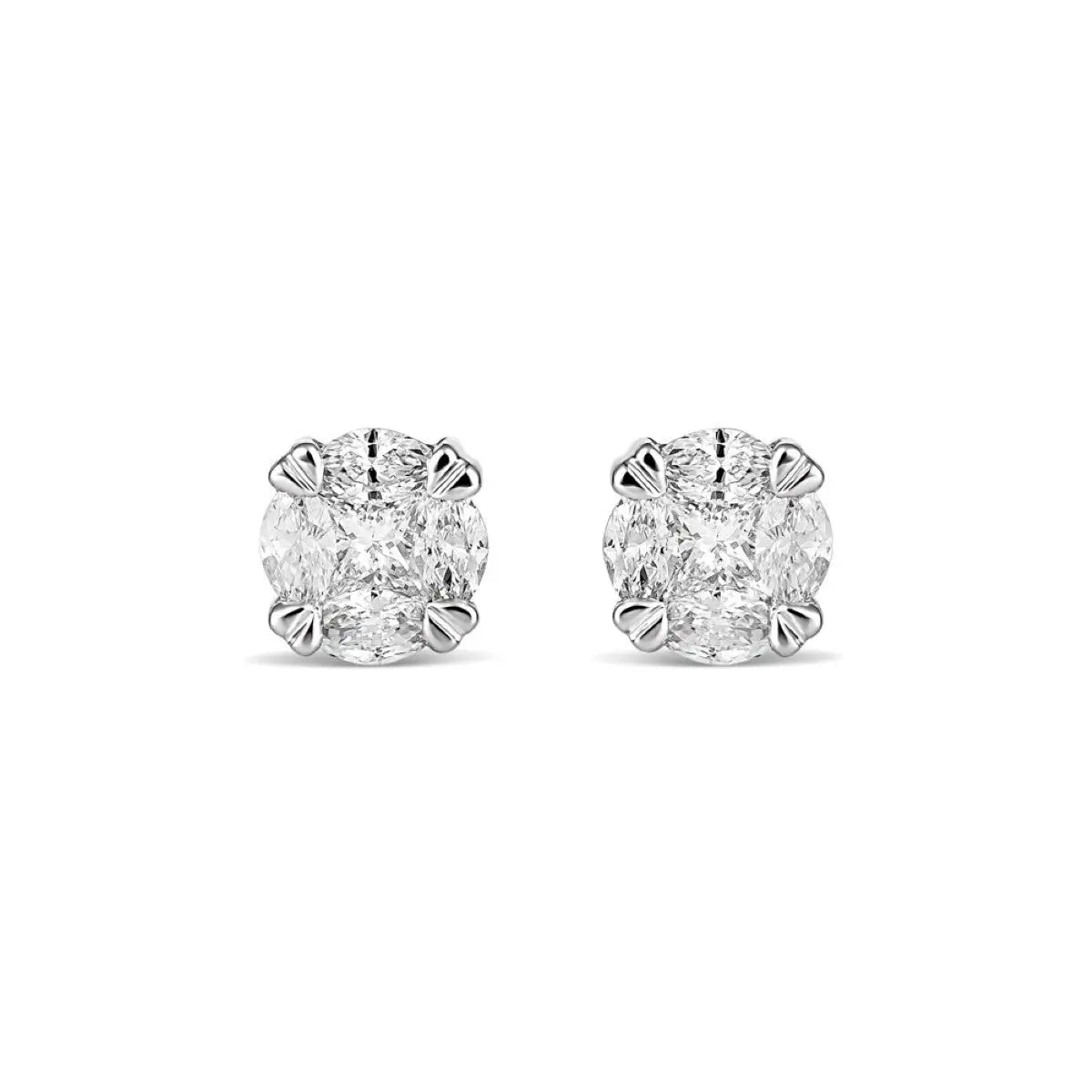 9ct White Gold Myriad Signature Style Claw Set Studs