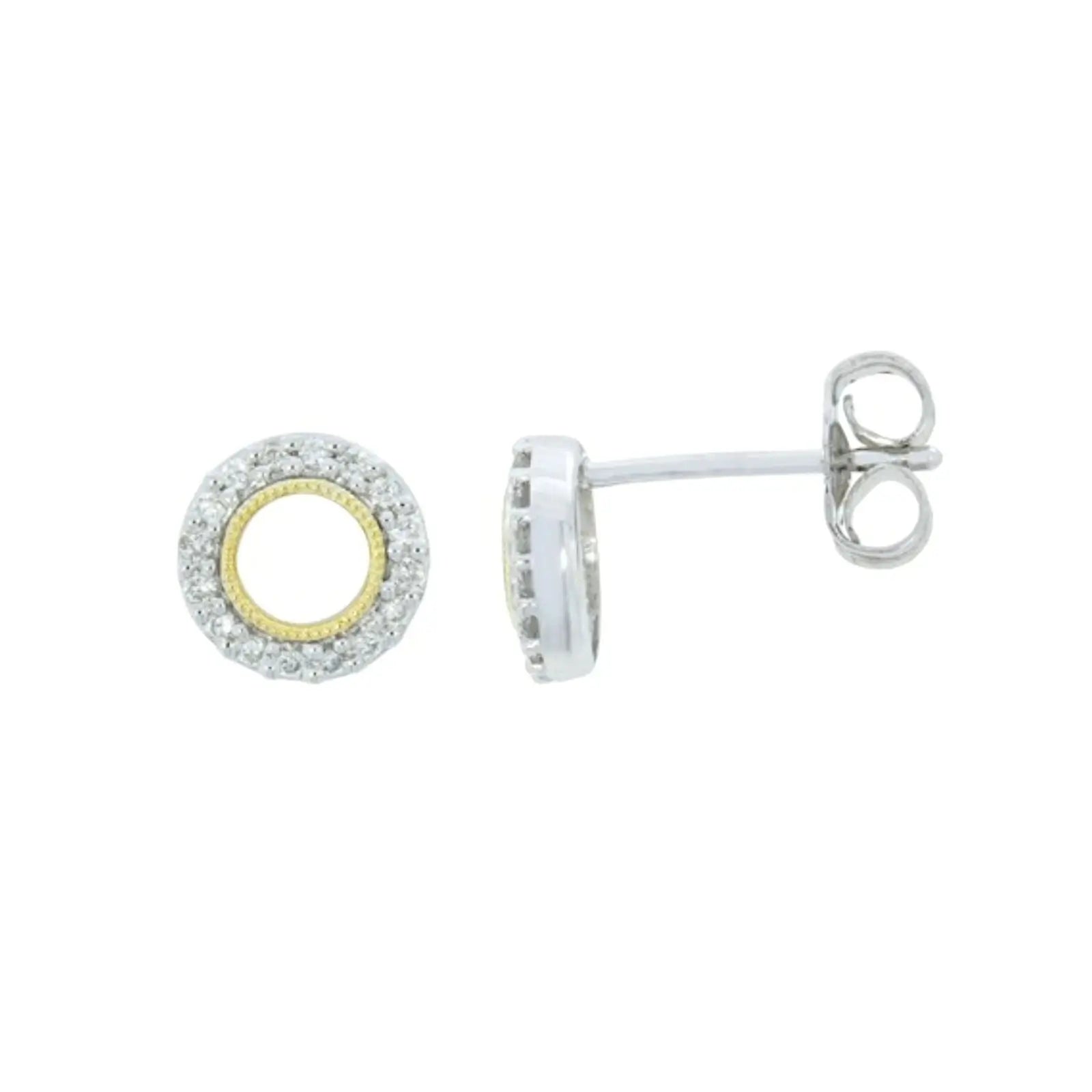 9ct White Gold Open Circle Diamond Set Stud Earrings