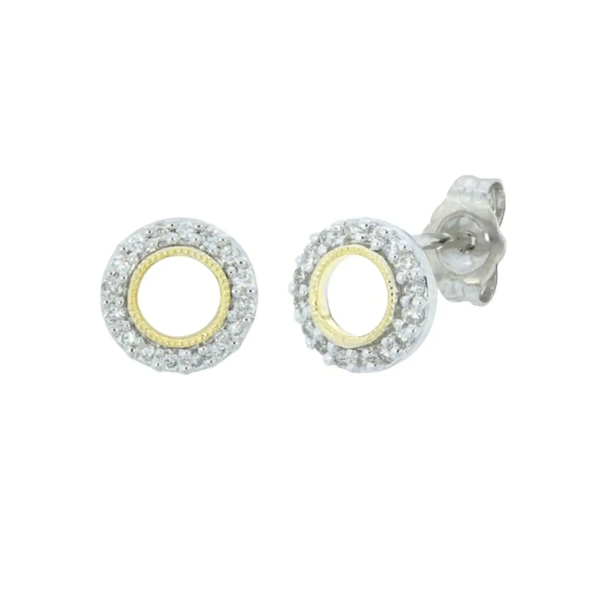 9ct White Gold Open Circle Diamond Set Stud Earrings