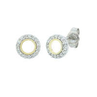 9ct White Gold Open Circle Diamond Set Stud Earrings