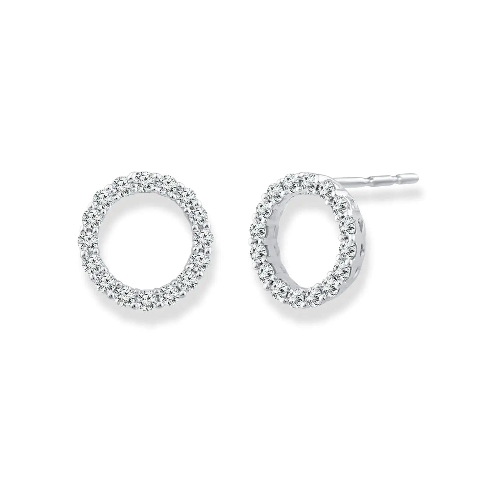 9ct White Gold Open Diamond Stud Earrings