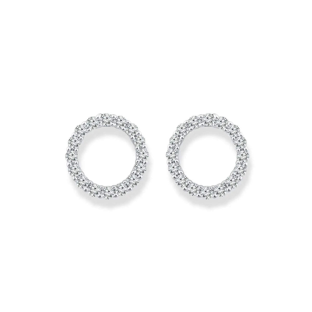 9ct White Gold Open Diamond Stud Earrings