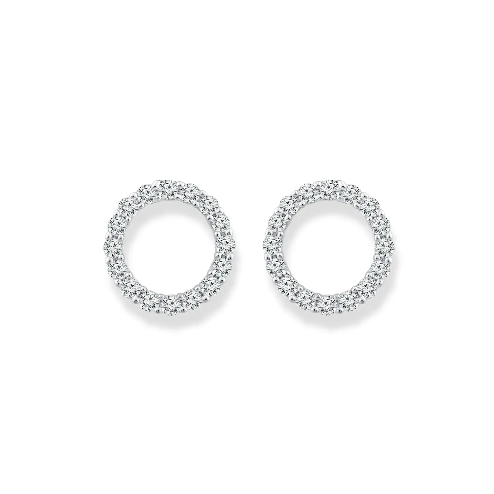 9ct White Gold Open Diamond Stud Earrings