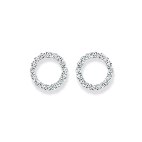 9ct White Gold Open Diamond Stud Earrings - alternate view