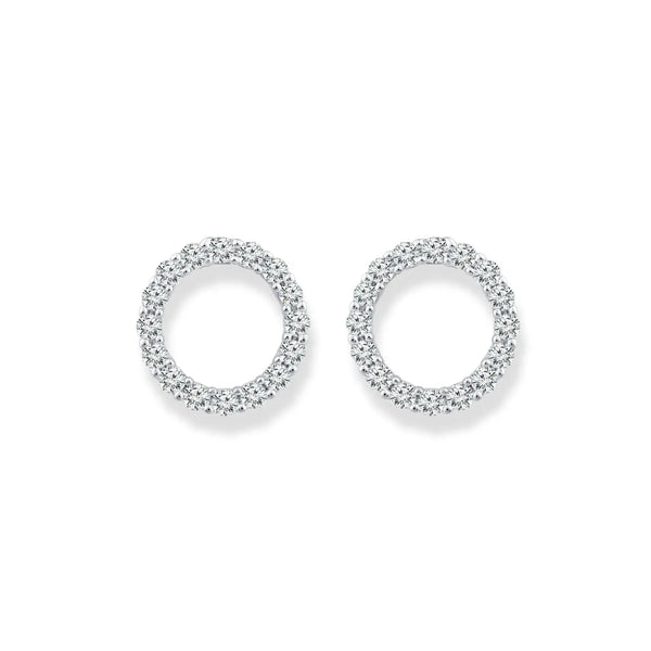 9ct White Gold Open Diamond Stud Earrings - alternate view