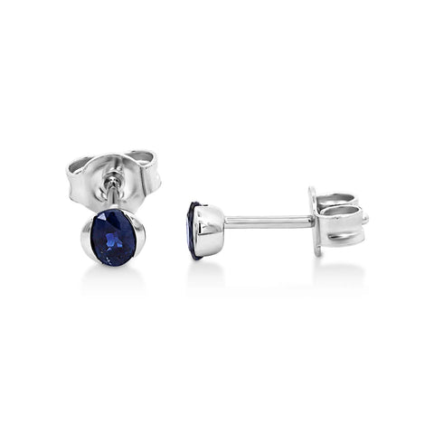 9ct White Gold Oval Sapphire Stud Earrings