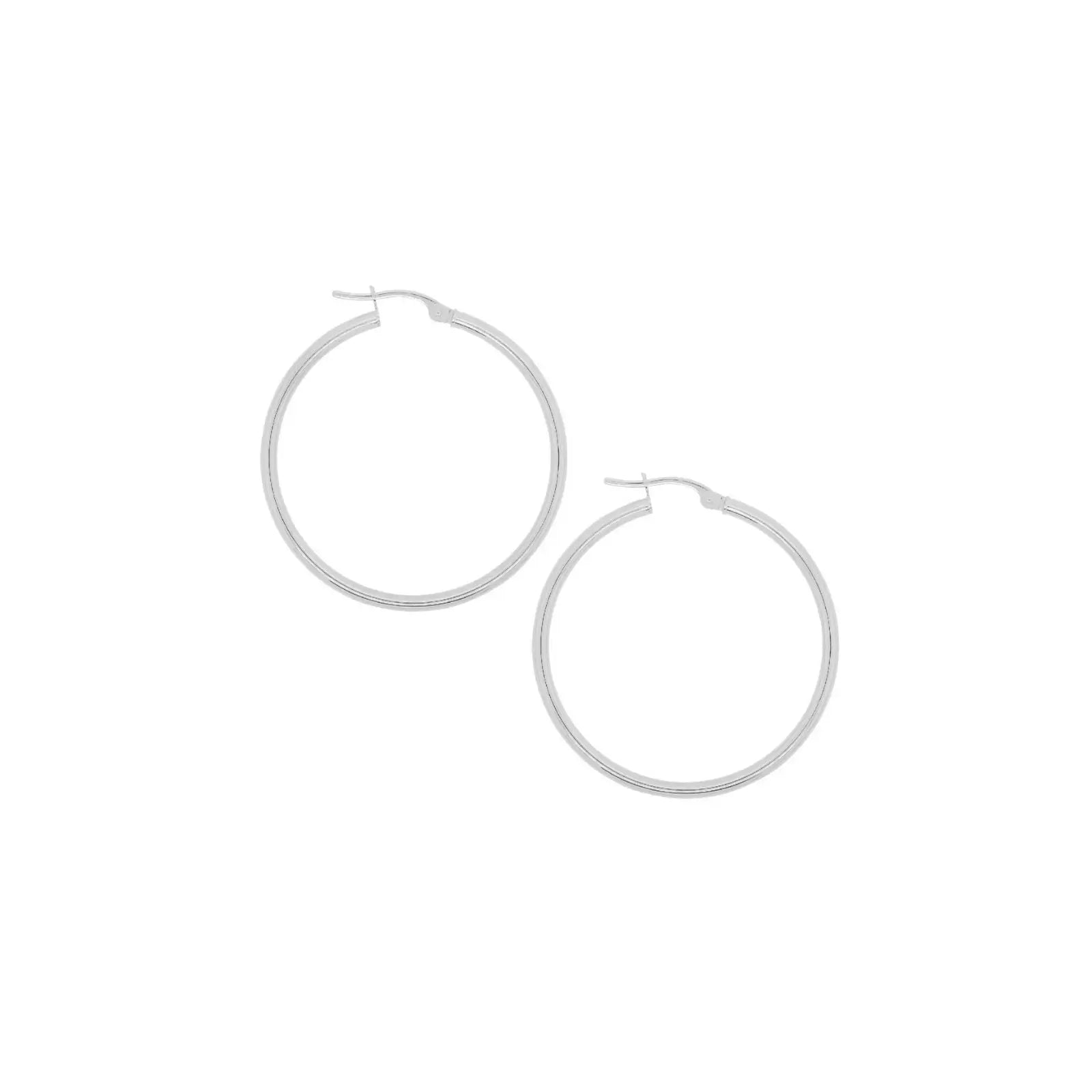 9ct White Gold Plain Italian Hoops