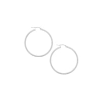 9ct White Gold Plain Italian Hoops