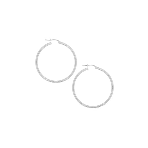 9ct White Gold Plain Italian Hoops