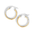 9ct Yellow And White Gold Twist Hoop Earrings