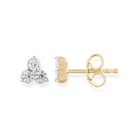 9ct Yellow Gold 3 Diamond Set Studs