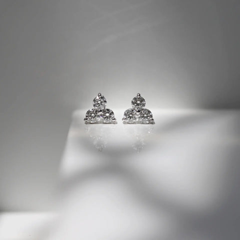 9ct Yellow Gold 3 Diamond Set Studs - alternate view