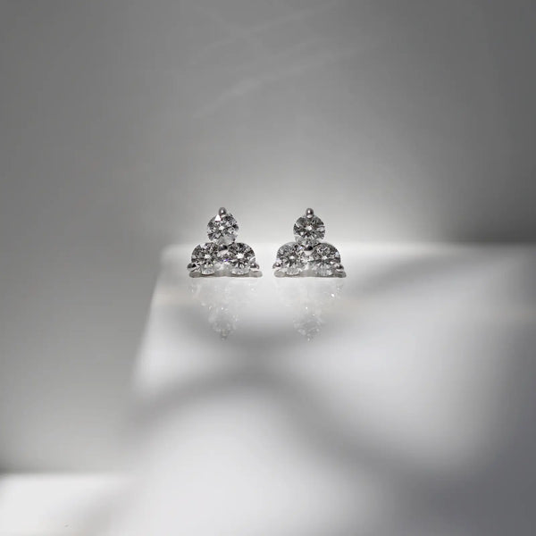 9ct Yellow Gold 3 Diamond Set Studs - alternate view
