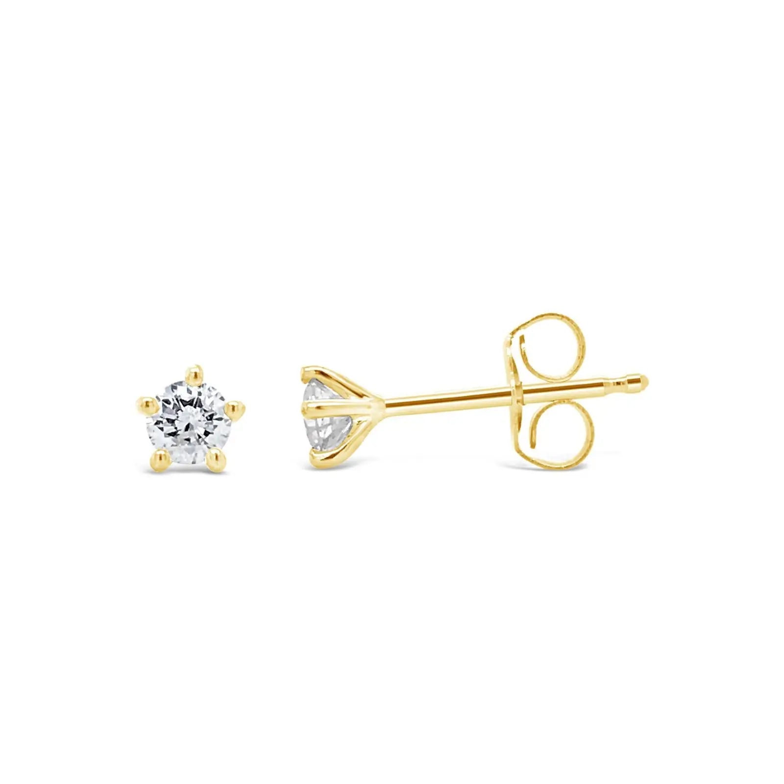 9ct Yellow Gold 5 Claw Brilliant Cut Diamond Studs