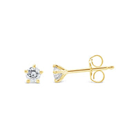 9ct Yellow Gold 5 Claw Brilliant Cut Diamond Studs