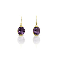 9ct Yellow Gold Amethyst Earrings