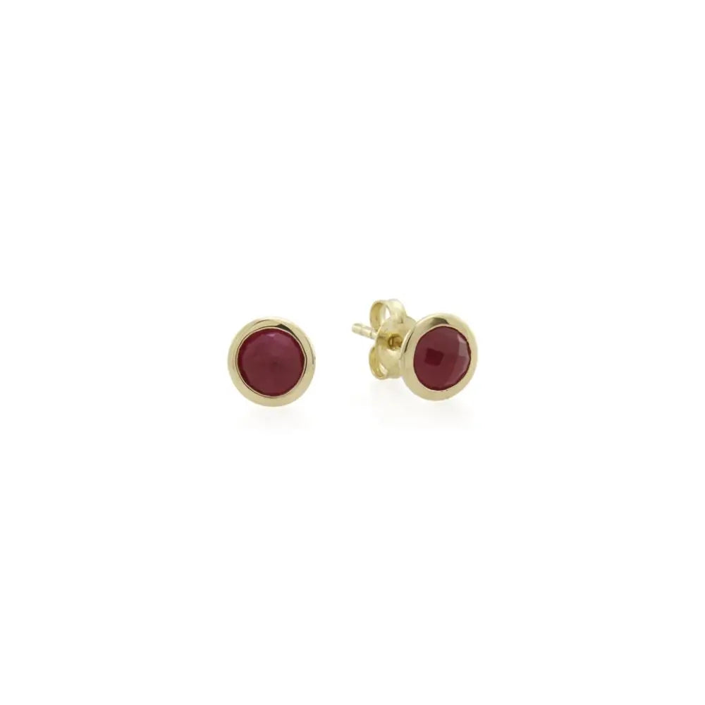 9ct Yellow Gold Bezel Set Ruby Stud Earring