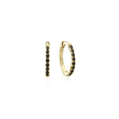 9ct Yellow Gold Black Diamond Huggie Earrings