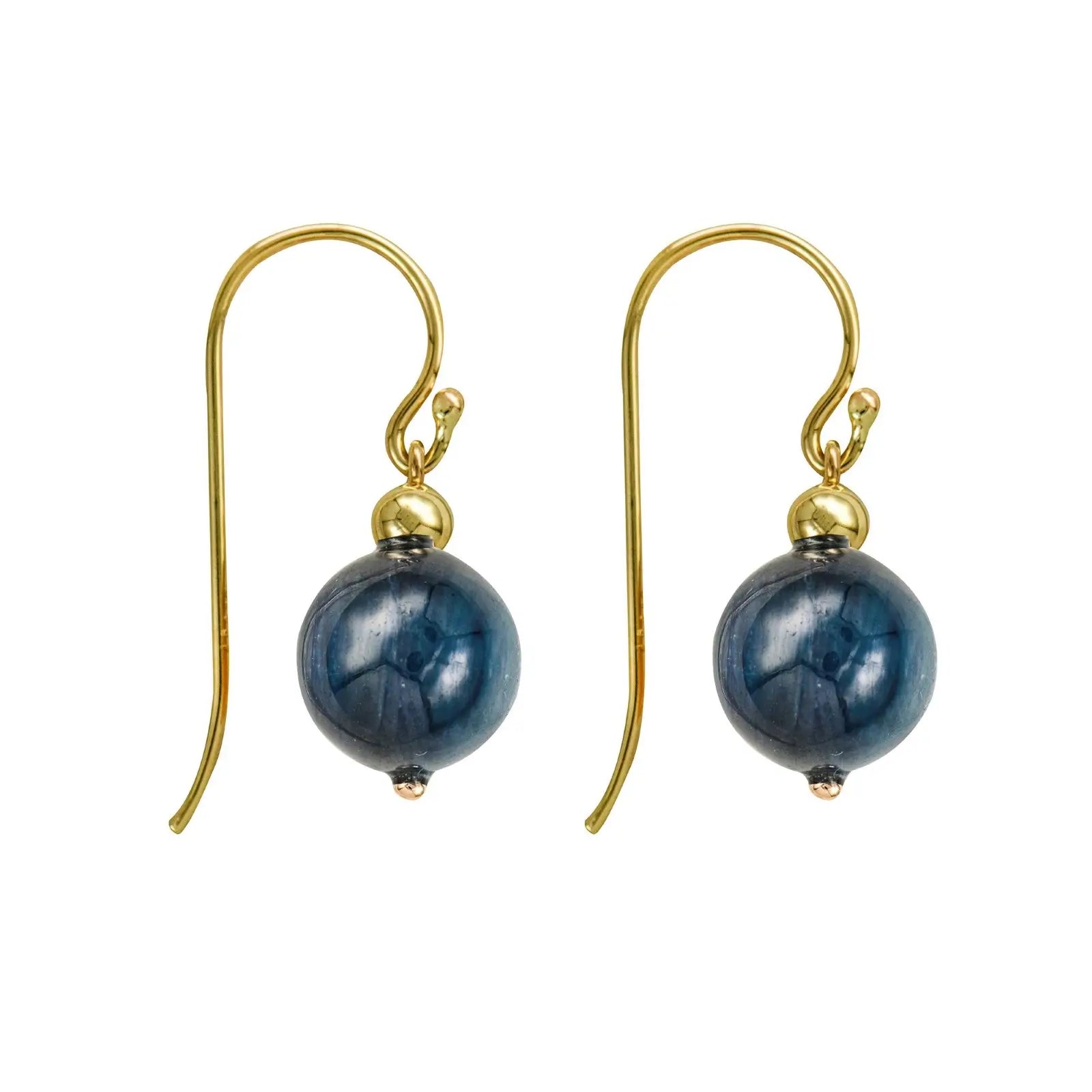 9ct Yellow Gold Blue Quartz Drop Earrings