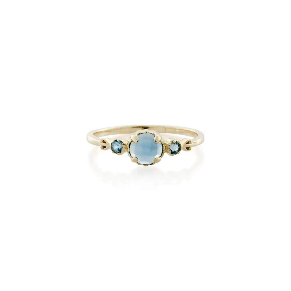 9ct Yellow Gold Blue Topaz Dress Ring