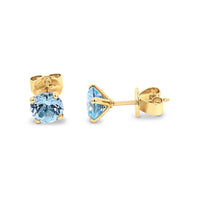 9ct Yellow Gold Blue Topaz Stud Earrings