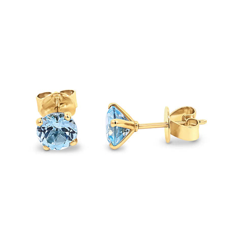 9ct Yellow Gold Blue Topaz Stud Earrings