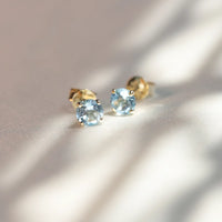 9ct Yellow Gold Blue Topaz Stud Earrings