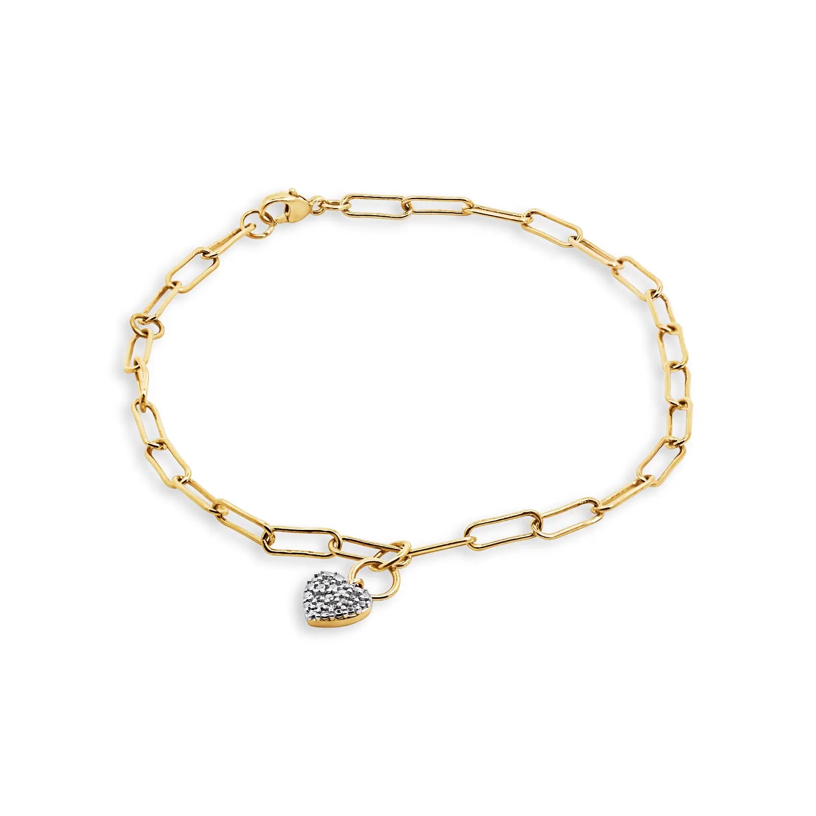 9ct Yellow Gold Bracelet With Lab Grown Diamond Heart Charm