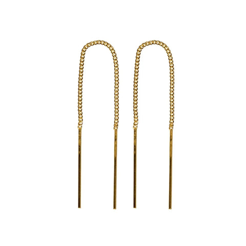 9ct Yellow Gold Chain Thread Earrings