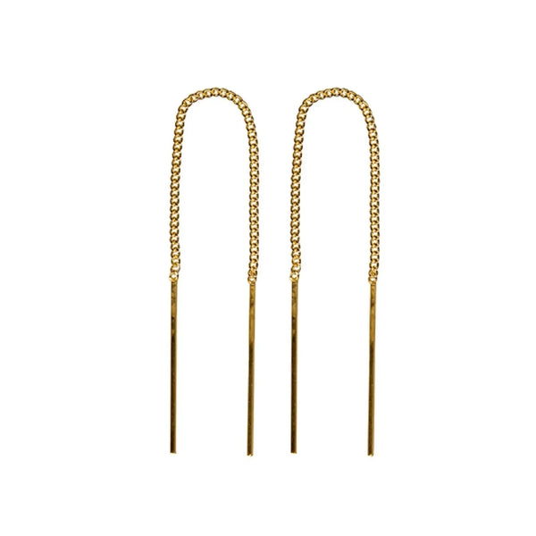 9ct Yellow Gold Chain Thread Earrings