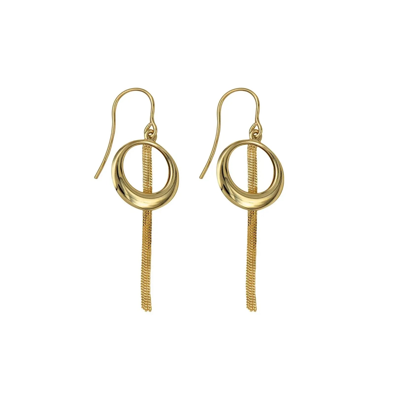 9ct Yellow Gold Circle Chain Earrings