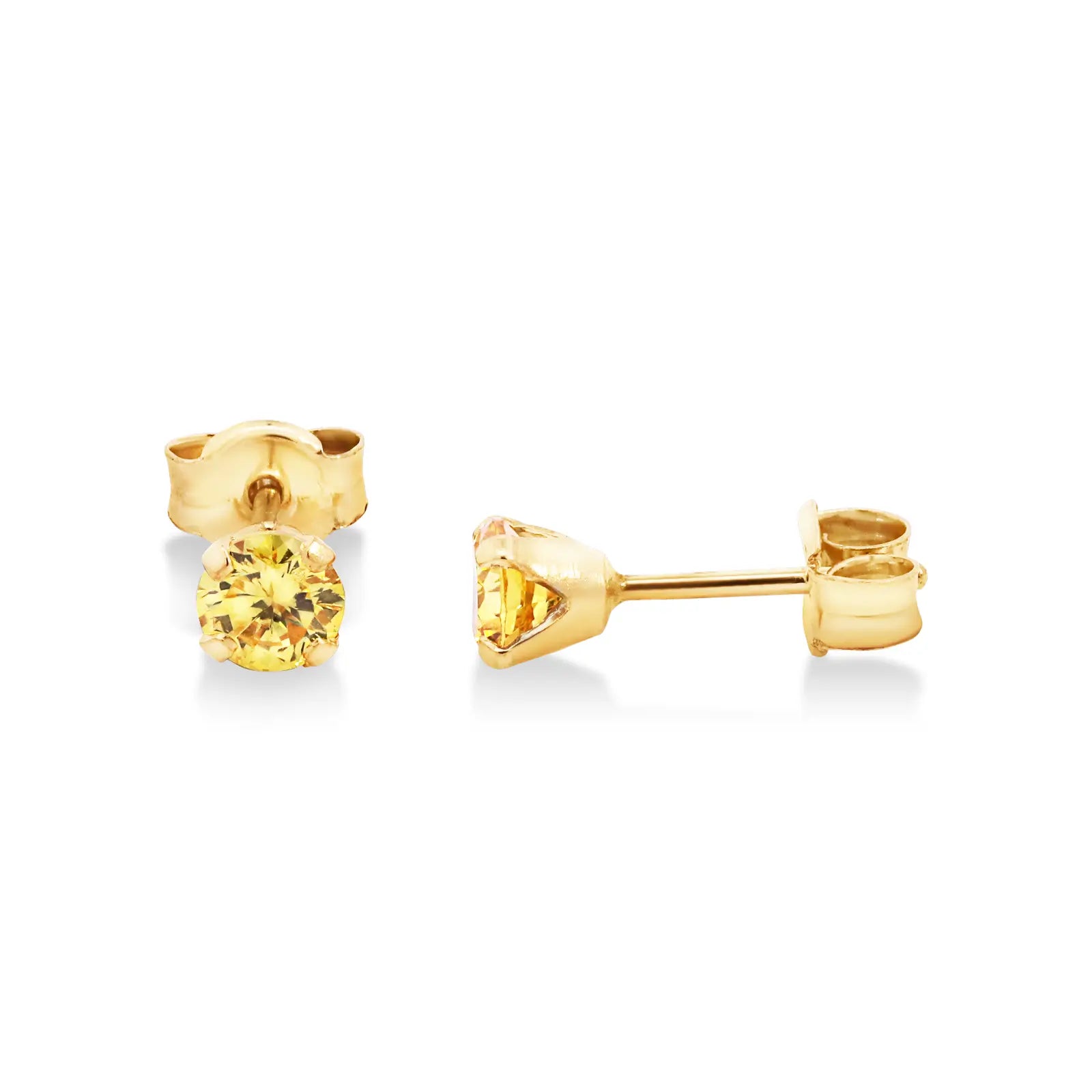 9ct Yellow Gold Citrine Cubic Zirconia Stud Earrings