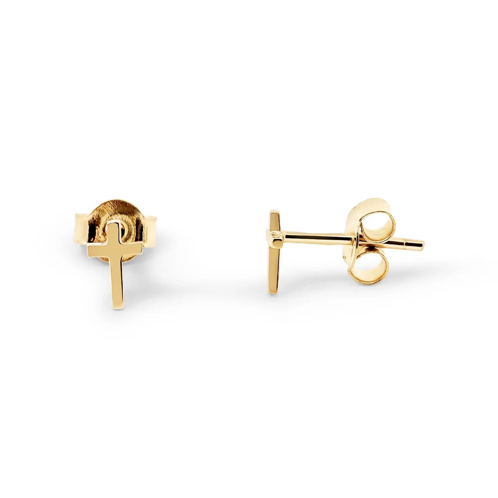 9ct Yellow Gold Cross Stud Earrings