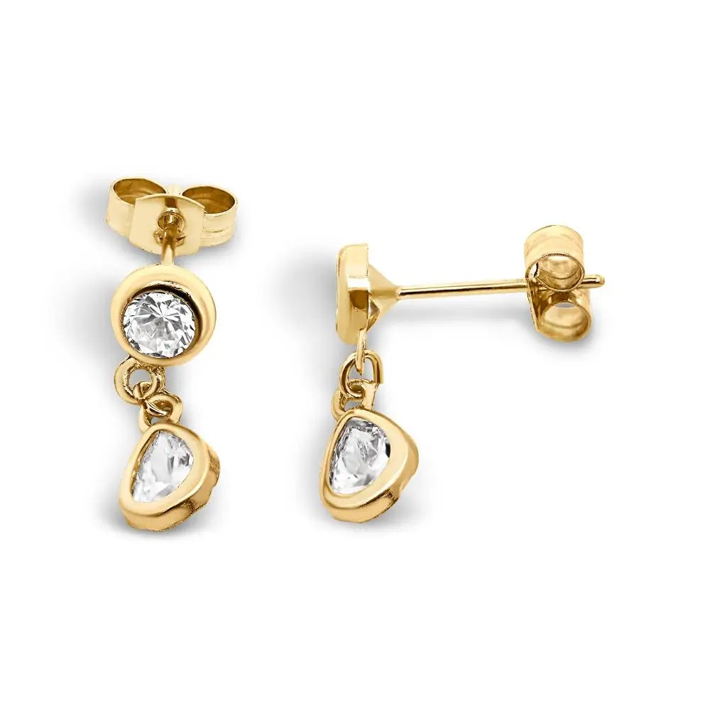 9ct Yellow Gold Cubic Zirconia Drop Earrings