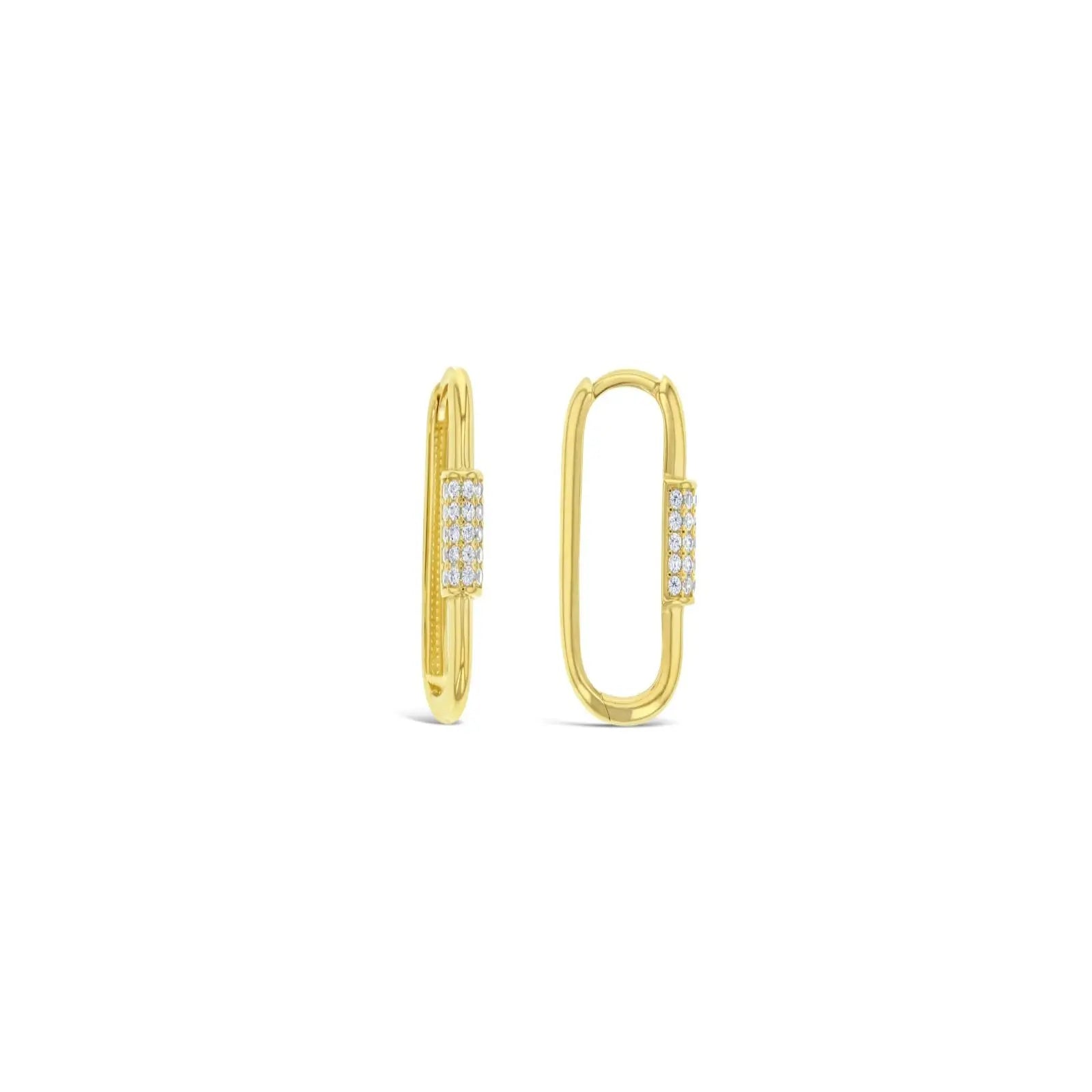 9ct Yellow Gold Cubic Zirconia Set Paperclip Huggie Earrings