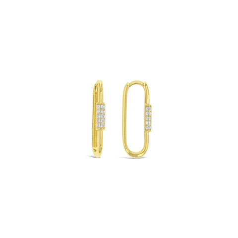 9ct Yellow Gold Cubic Zirconia Set Paperclip Huggie Earrings