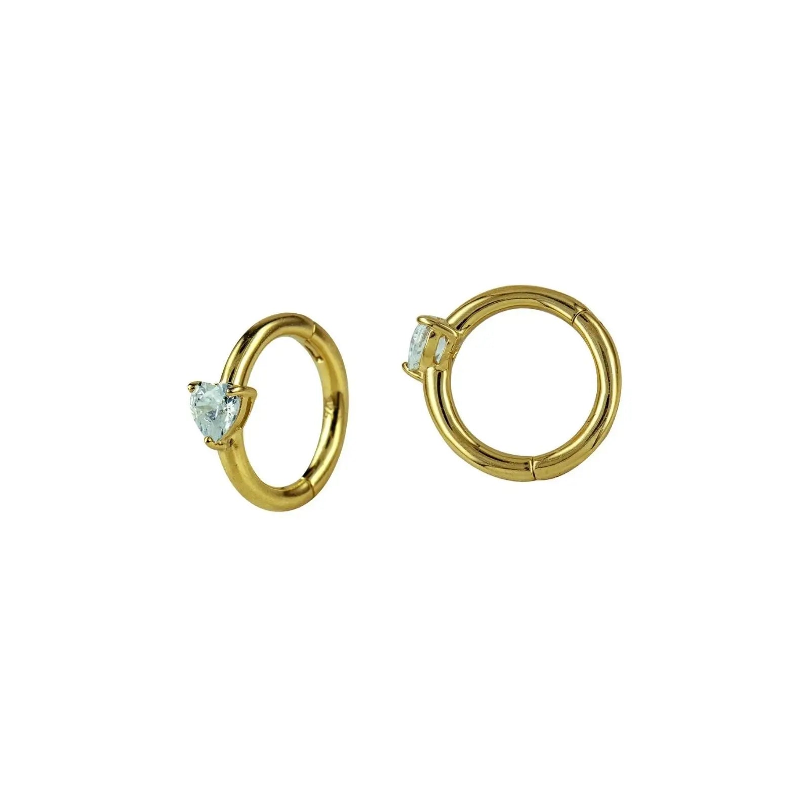 9ct Yellow Gold Cz Heart Huggies