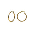 9ct Yellow Gold Diamond Cut Hollow Hoop Earrings