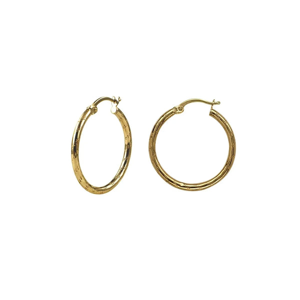 9ct Yellow Gold Diamond Cut Hollow Hoop Earrings